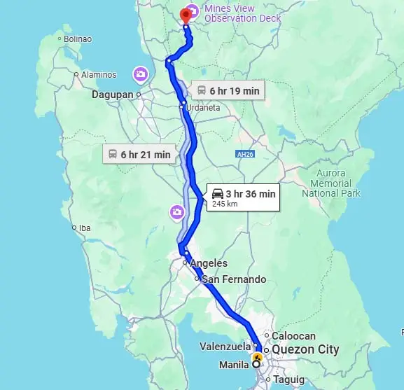 Manila to Baguio Map